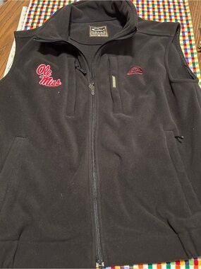 Drake Black Fleece Jacket with Red ole miss Embroidered Logo L